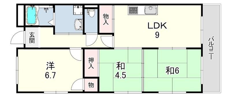 青雲マンション(3LDK/4階)の間取り写真