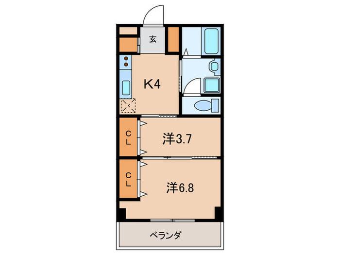 CASA FLORA(2K/3階)の間取り写真