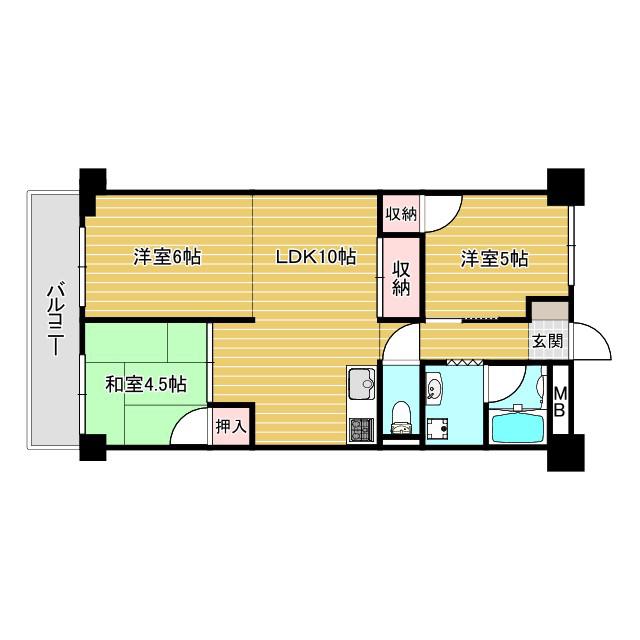 昭和ハイム南芳(3LDK/7階)の間取り写真