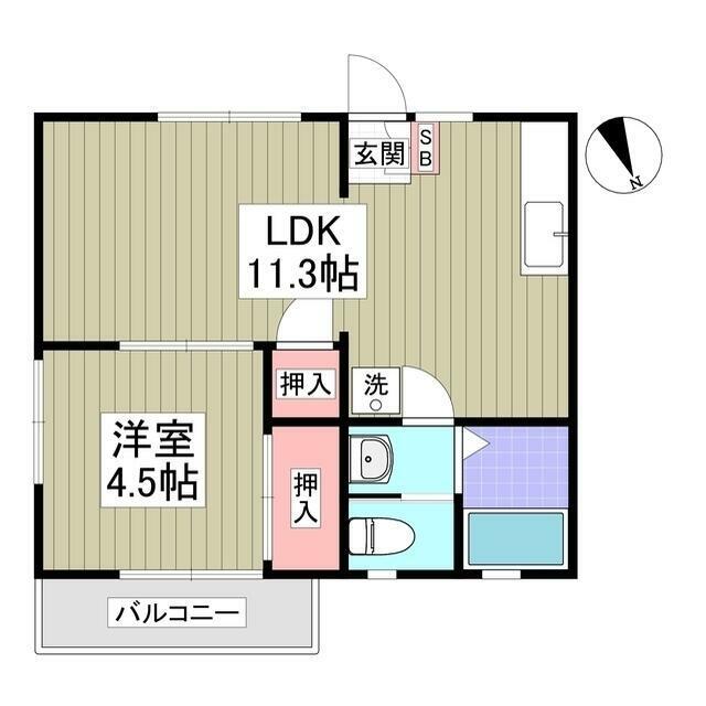パークハイツ安西I(1LDK/2階)の間取り写真