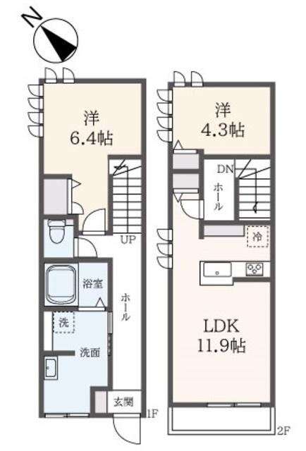 AI GRANDIR獅子ヶ谷(2LDK/1階)の間取り写真
