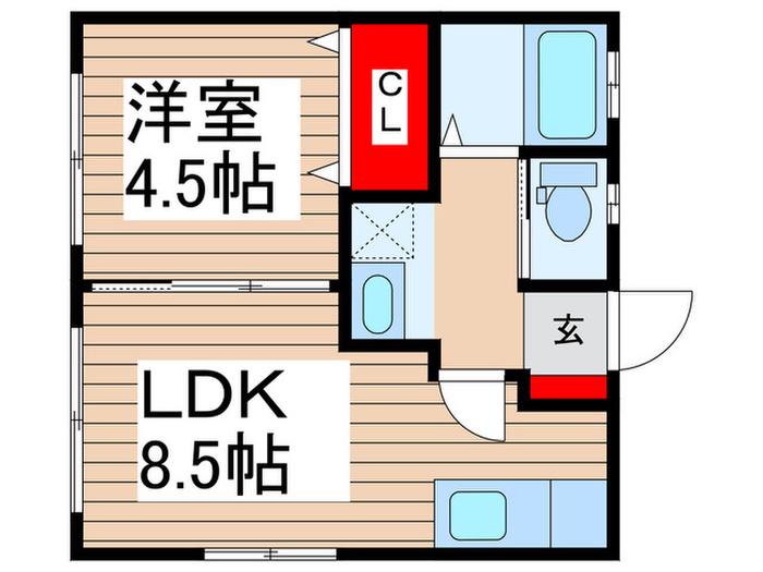 フリーダム(1LDK/1階)の間取り写真