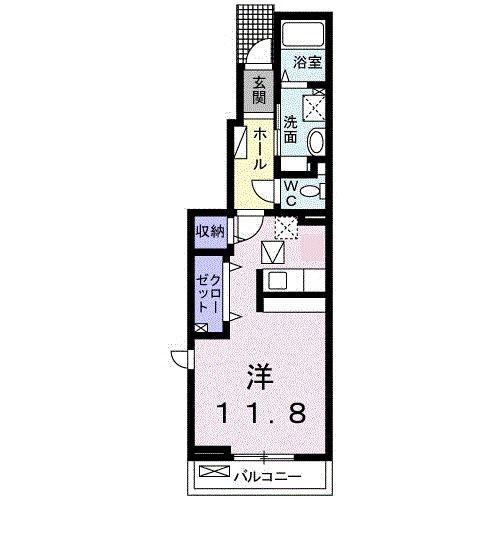 マロン.K I(ワンルーム/1階)の間取り写真