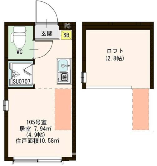 プランドール西荻(ワンルーム/1階)の間取り写真