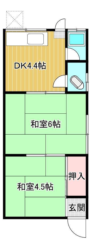 石塚荘(2DK/2階)の間取り写真