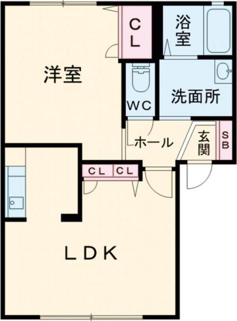 メゾン・ボヌール B棟(1LDK/1階)の間取り写真