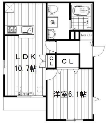 グランシャルム(1LDK/1階)の間取り写真