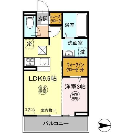 アマーテ元吉田(1LDK/1階)の間取り写真