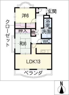 ドリームハイツルナ(2LDK/2階)の間取り写真