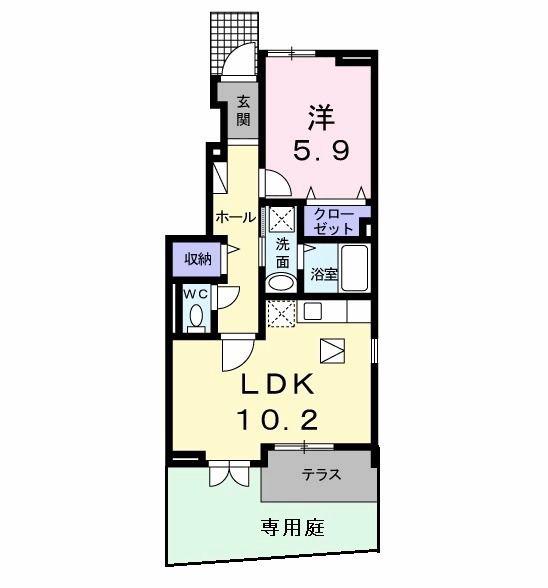 レーベン ラオム(1LDK/1階)の間取り写真