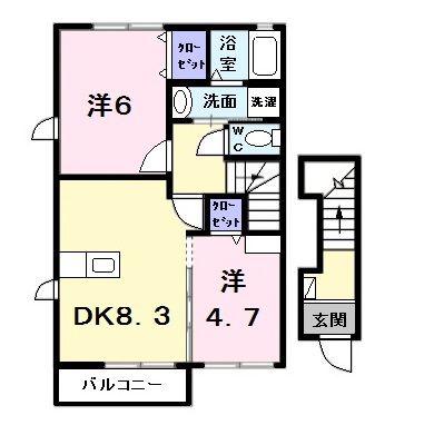 MO-V B(2LDK/2階)の間取り写真
