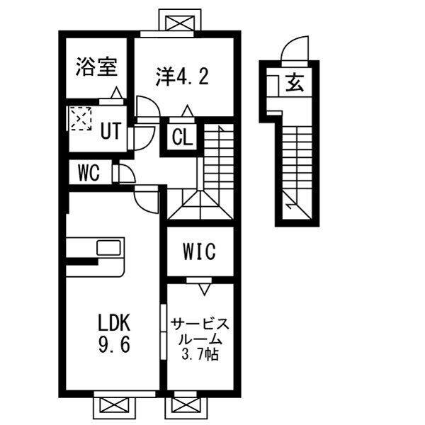 レジデンスII (1SLDK/2階)の間取り写真