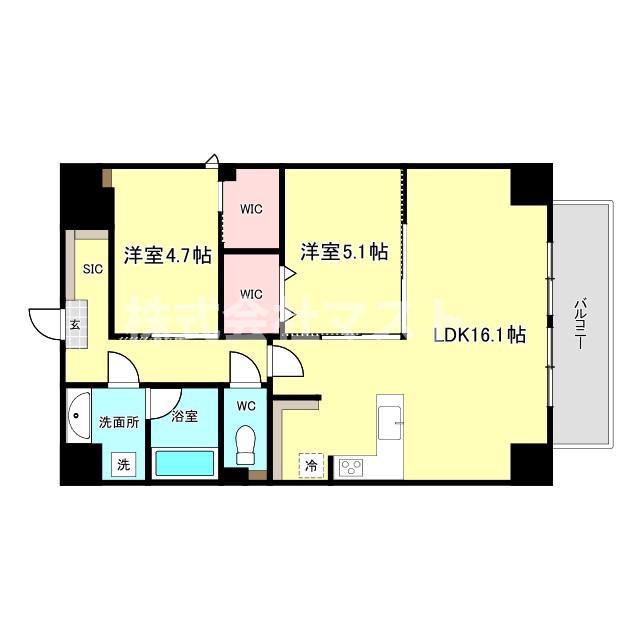 ブエナビスタ阿波座タワー(2LDK/11階)の間取り写真