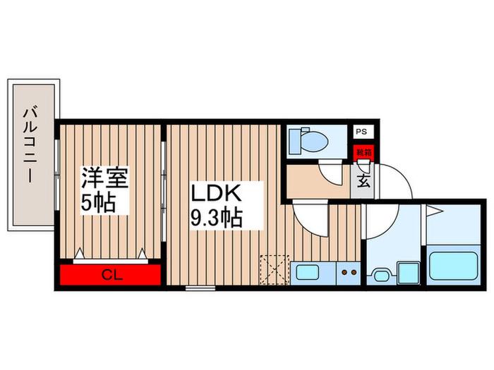 ジーメゾン見沼大和田ノエリア(1LDK/2階)の間取り写真
