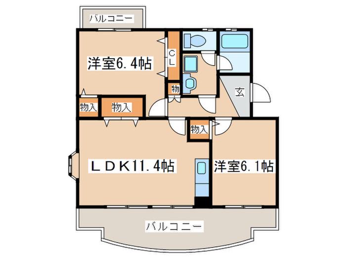 ひかり第1マンション(2LDK/1階)の間取り写真
