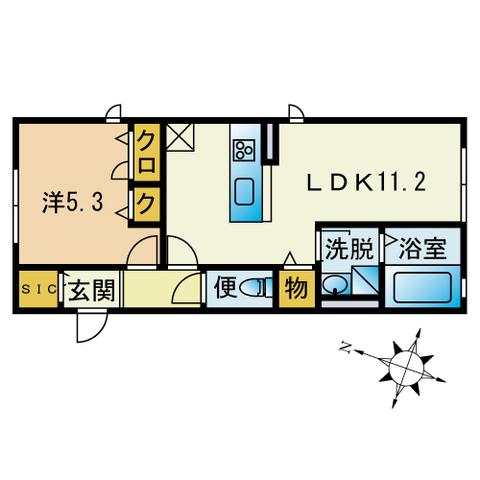 レセーナ伊都の杜III(1LDK/2階)の間取り写真