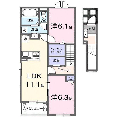 フォレスト A(2LDK/2階)の間取り写真