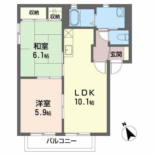 ファミール中田(2LDK/1階)の間取り写真
