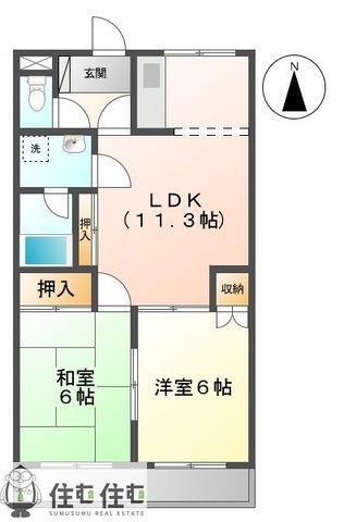 レジデンス板倉 A棟(2LDK/2階)の間取り写真