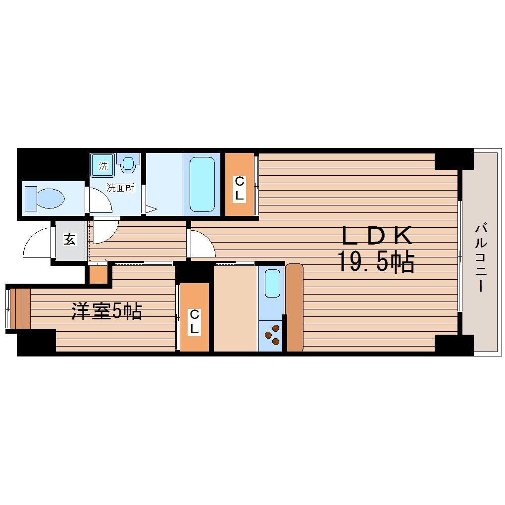 ラシール仙台(1LDK/6階)の間取り写真