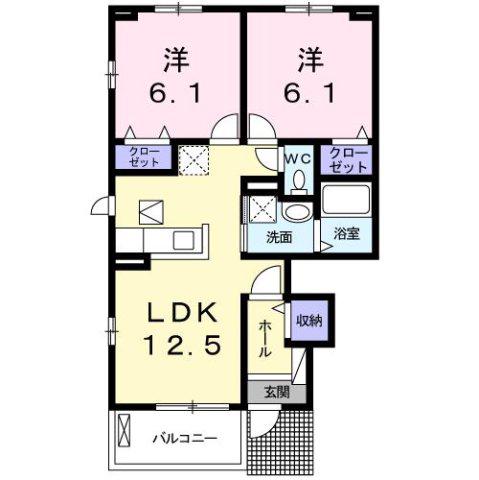 グランドウール III(2LDK/1階)の間取り写真