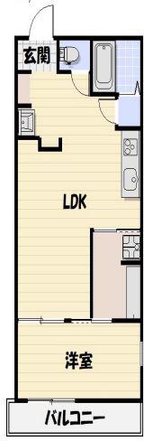 LIKES作草部2ND(1LDK/3階)の間取り写真