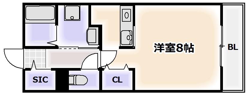 アメニティ東住吉(1K/2階)の間取り写真