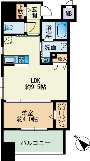 CLUB赤坂レジデンス(1LDK/15階)の間取り写真