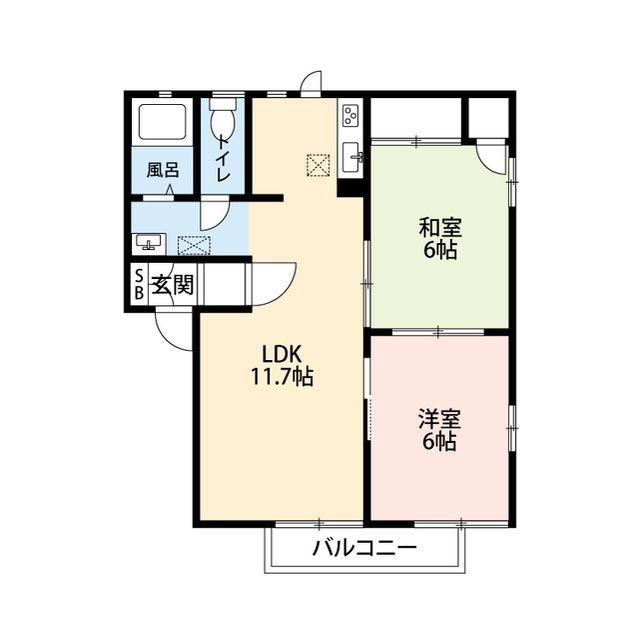 アイビーセフィラ三田壱番館(2LDK/1階)の間取り写真