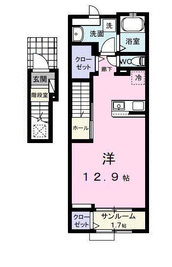 観音寺新町2丁目アパート(ワンルーム/2階)の間取り写真