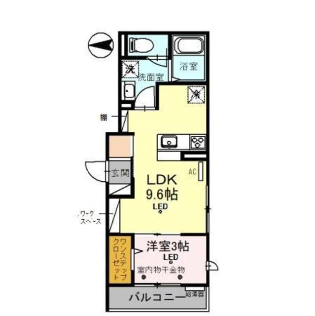 D-RESIDENCE飯能(1LDK/3階)の間取り写真