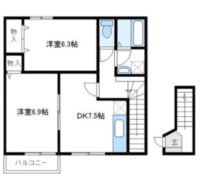 エトワール壱番館(2DK/2階)の間取り写真