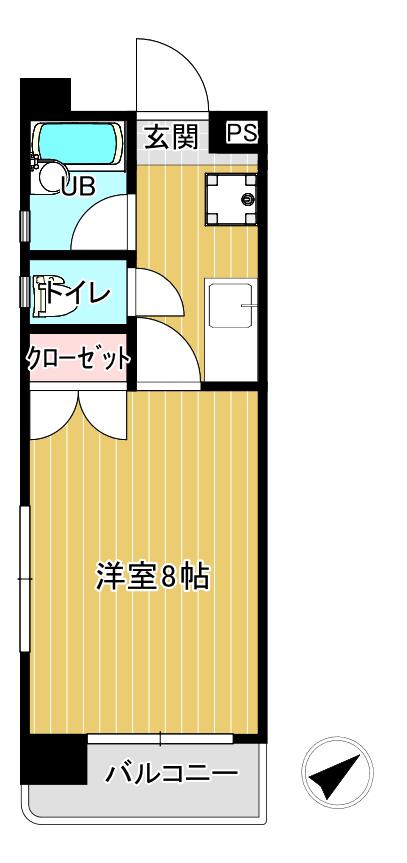ユニテック九品寺(1K/4階)の間取り写真