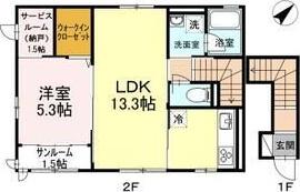 サンシャンテ上野毛A(1LDK/2階)の間取り写真