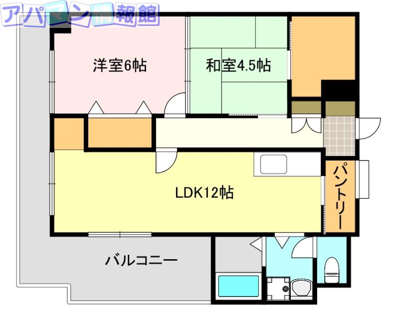笹口グリーンハイツ(2LDK/2階)の間取り写真