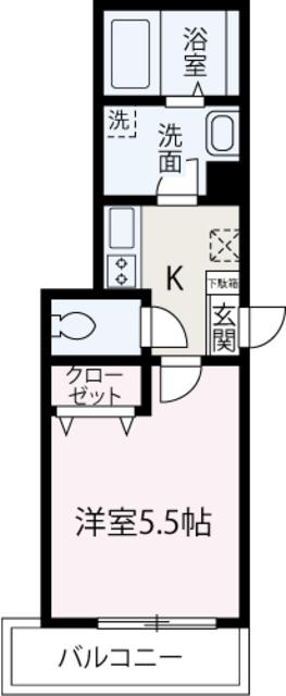 グラッセ成増(1K/1階)の間取り写真