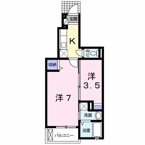 パーシモンII(1SK/1階)の間取り写真