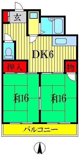 三栄ビル(2DK/3階)の間取り写真