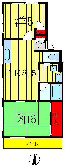 アーバン三恵(2DK/3階)の間取り写真