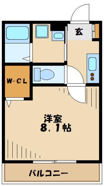 アルカディア(1K/1階)の間取り写真