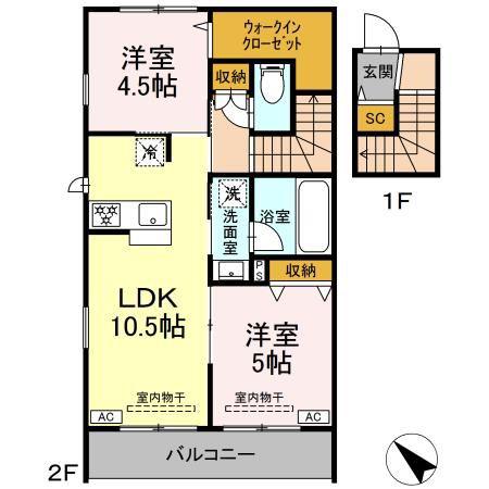 亀井野246メゾン(2LDK/2階)の間取り写真