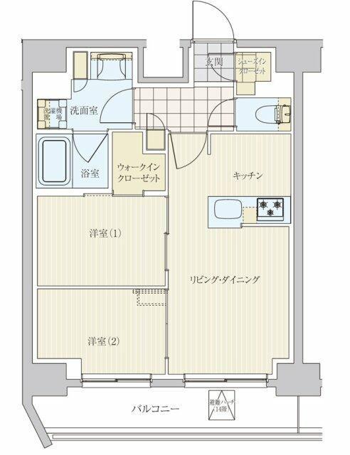 リビオメゾン戸越銀座(2LDK/14階)の間取り写真