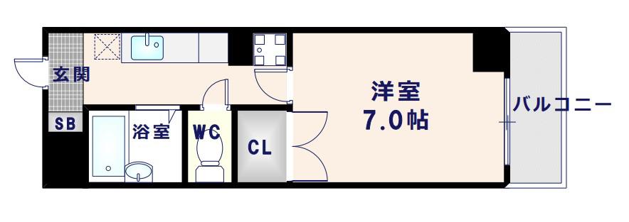 グレイス東洋(1K/4階)の間取り写真