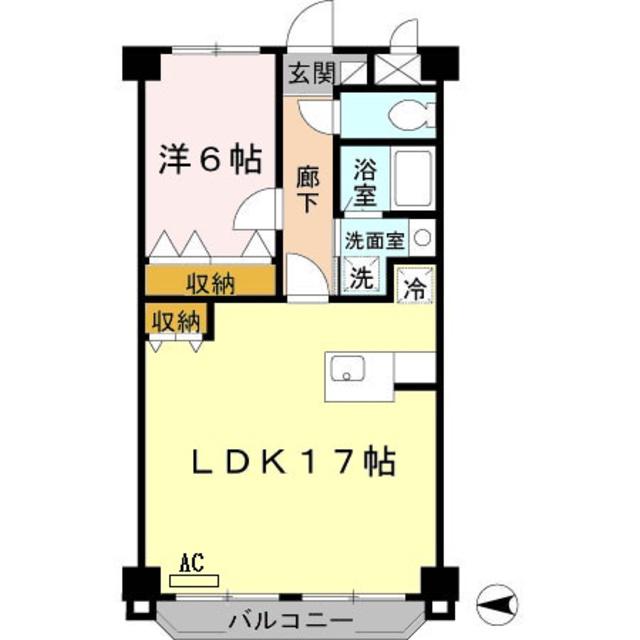 双輪建物第一コーポ(1LDK/4階)の間取り写真