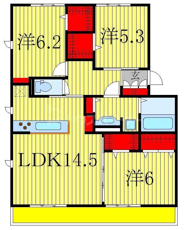 アローフィールドA(3LDK/3階)の間取り写真