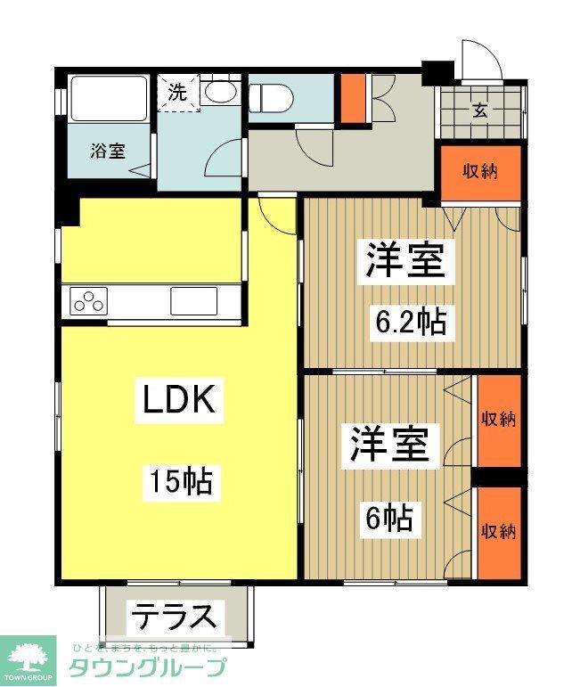 シェソワ(2LDK/1階)の間取り写真