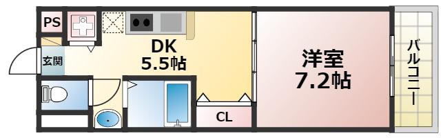 ヴェールカステ―ジュ(1DK/3階)の間取り写真