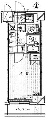 ルーブル多摩川七番館(1K/4階)の間取り写真