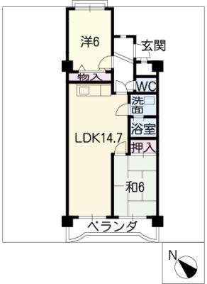 グランドール清水苑(2LDK/1階)の間取り写真