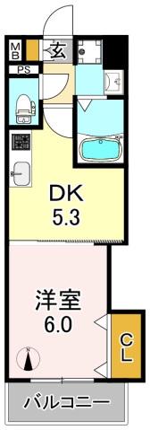 ブランエトワール(1DK/4階)の間取り写真